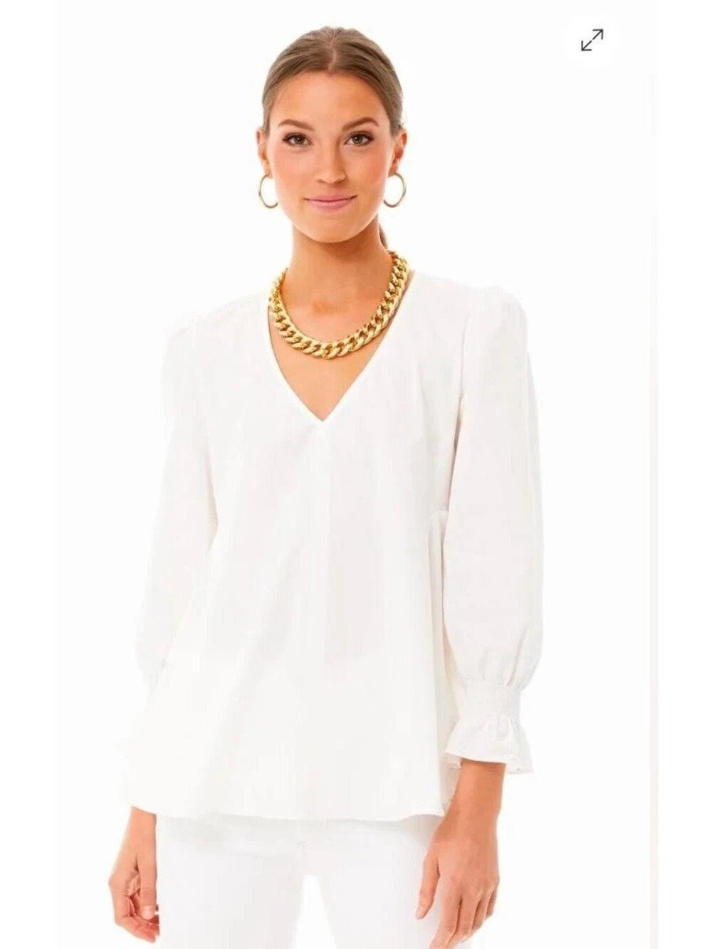 Tuckernuck Pomander Place Easton Blouse White Size XS Preppy Coastal